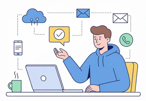 Illustration of a person contacting for support